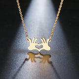 Stainless Steel Palm Heart Necklace For Women Gold And Silver Color