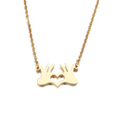 Stainless Steel Palm Heart Necklace For Women Gold And Silver Color