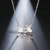 Stainless Steel Palm Heart Necklace For Women Gold And Silver Color