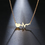 Stainless Steel Love Electrocardiogram Necklace For Women Gold And Silver Color