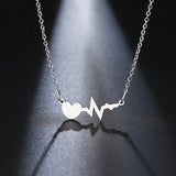 Stainless Steel Love Electrocardiogram Necklace For Women Gold And Silver Color