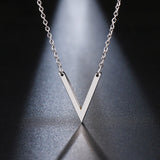 Stainless Steel Simple V Necklace For Women Gold And Silver Color