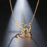 Stainless Steel Origami Elephant Necklace For Women Gold And Silver Color