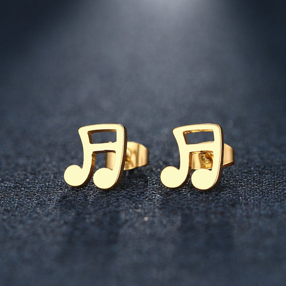 Stainless Steel Earring  Musical Notes Gold And Silver Color