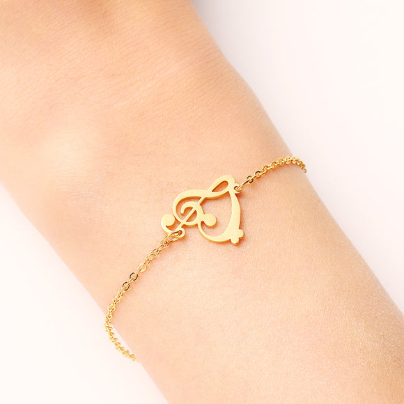 Stainless Steel Heart Musical Note Bracelet For Women Gold And Silver Color