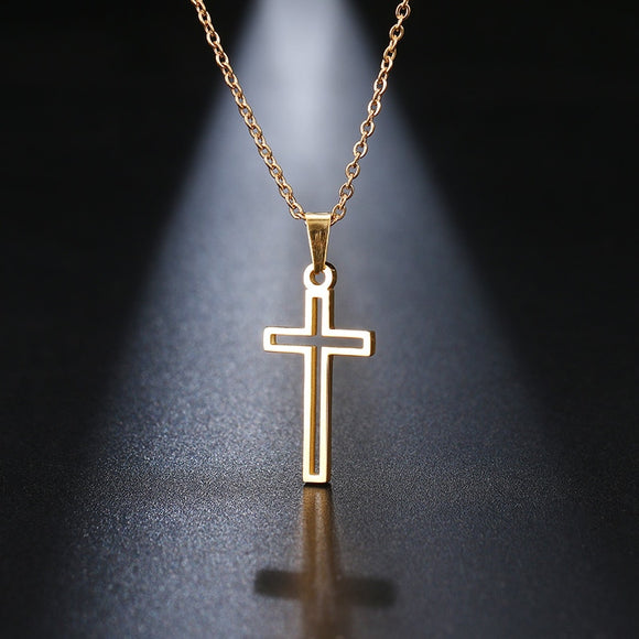 Stainless Steel Chain Cross Necklace For Women Gold And Silver Color