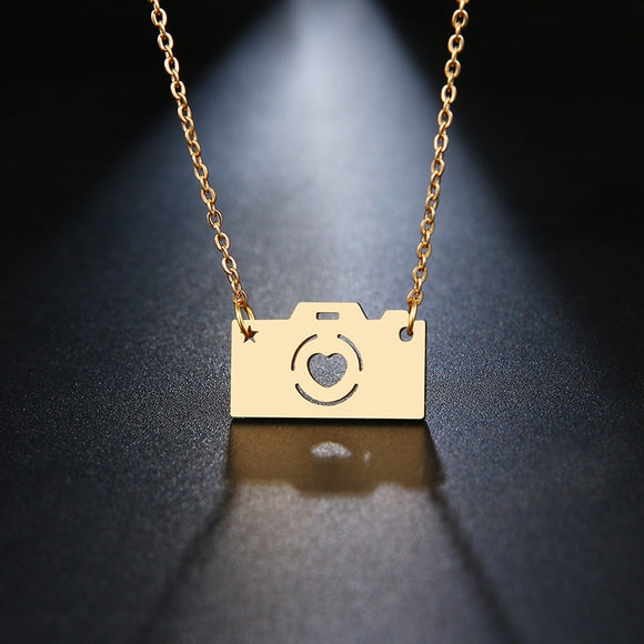 Stainless Steel Camera Necklace For Women Gold And Silver Color
