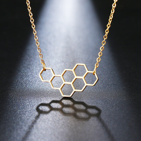 Stainless Steel Necklace Honeycomb Bee