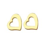 Stainless Steel Earring Askew Heart Gold And Silver Color