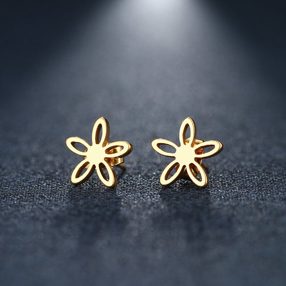 Stainless Steel Earring Hollow Flower Gold And Silver Color