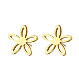 Stainless Steel Earring Hollow Flower Gold And Silver Color