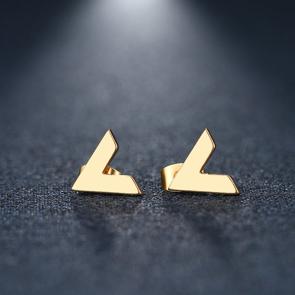 Stainless Steel Earring  V Word Gold And Silver Color