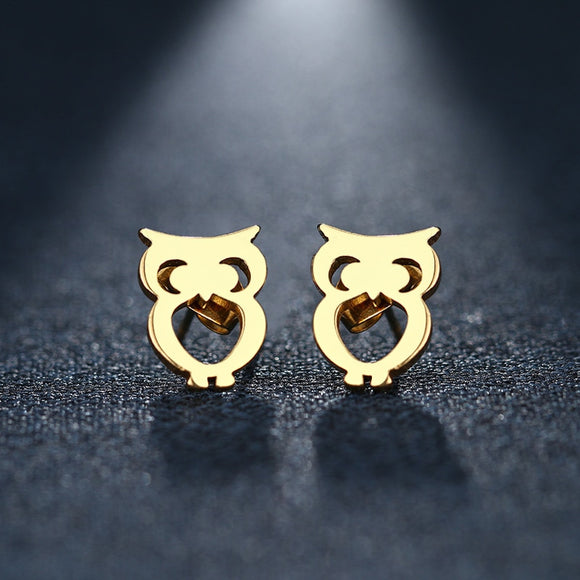 Stainless Steel Earring  Owl Gold And Silver Color