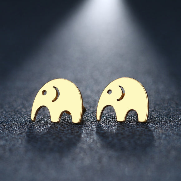 Stainless Steel Earring Elephant Gold And Silver Color
