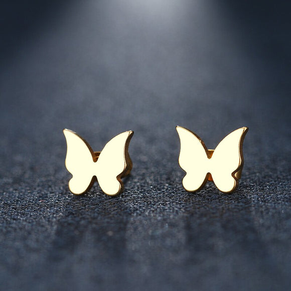 Stainless Steel Earring Small Flying Butterfly Gold And Silver
