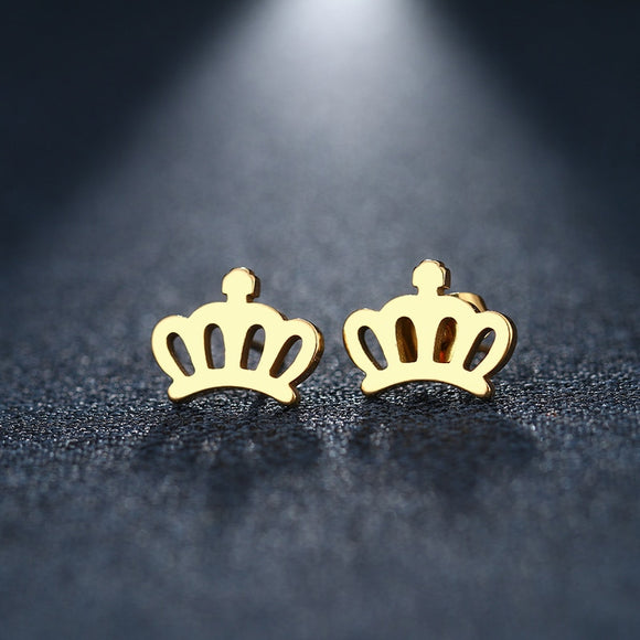 Stainless Steel Crown Earrings Gold and Silver Color
