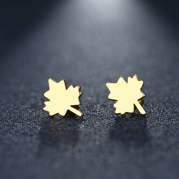 Stainless Steel Earring Leaves Gold And Silver Color
