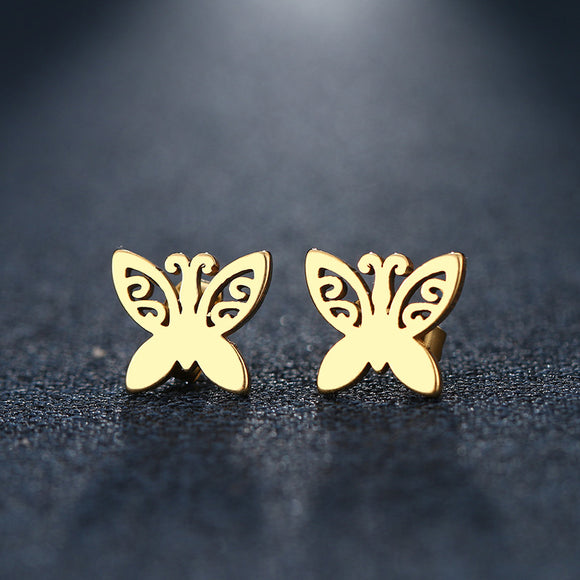 Stainless Steel Earring Butterfly Gold And Silver Color