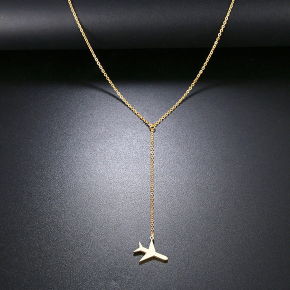 Stainless Steel Airplane Necklace For Women Gold And Silver Color