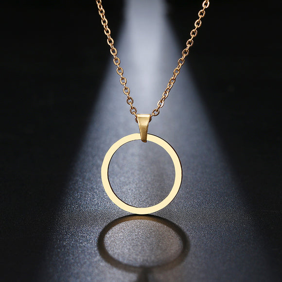 Stainless Steel Casual  Circle Necklace For Women Gold And Silver Color