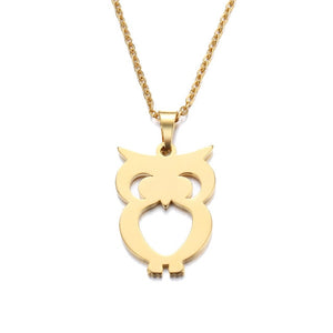 Stainless Steel Owl Necklace For Women Man Gold And Silver Color