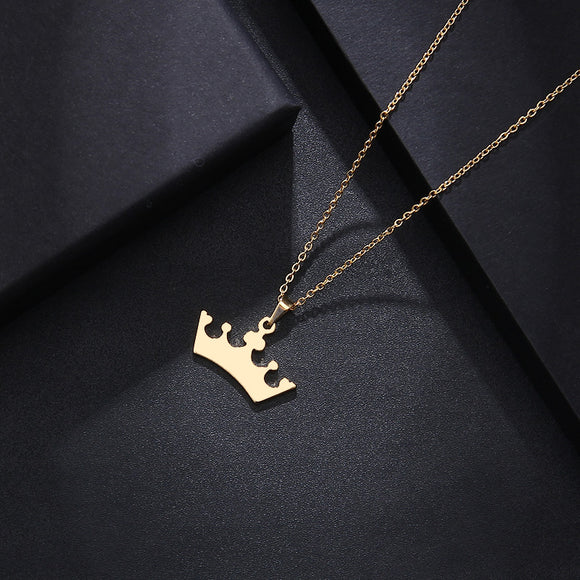 Stainless Steel Necklace For Women Man Cartoon Crown Gold And Silver Color