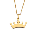 Stainless Steel Necklace For Women Man Cartoon Crown Gold And Silver Color